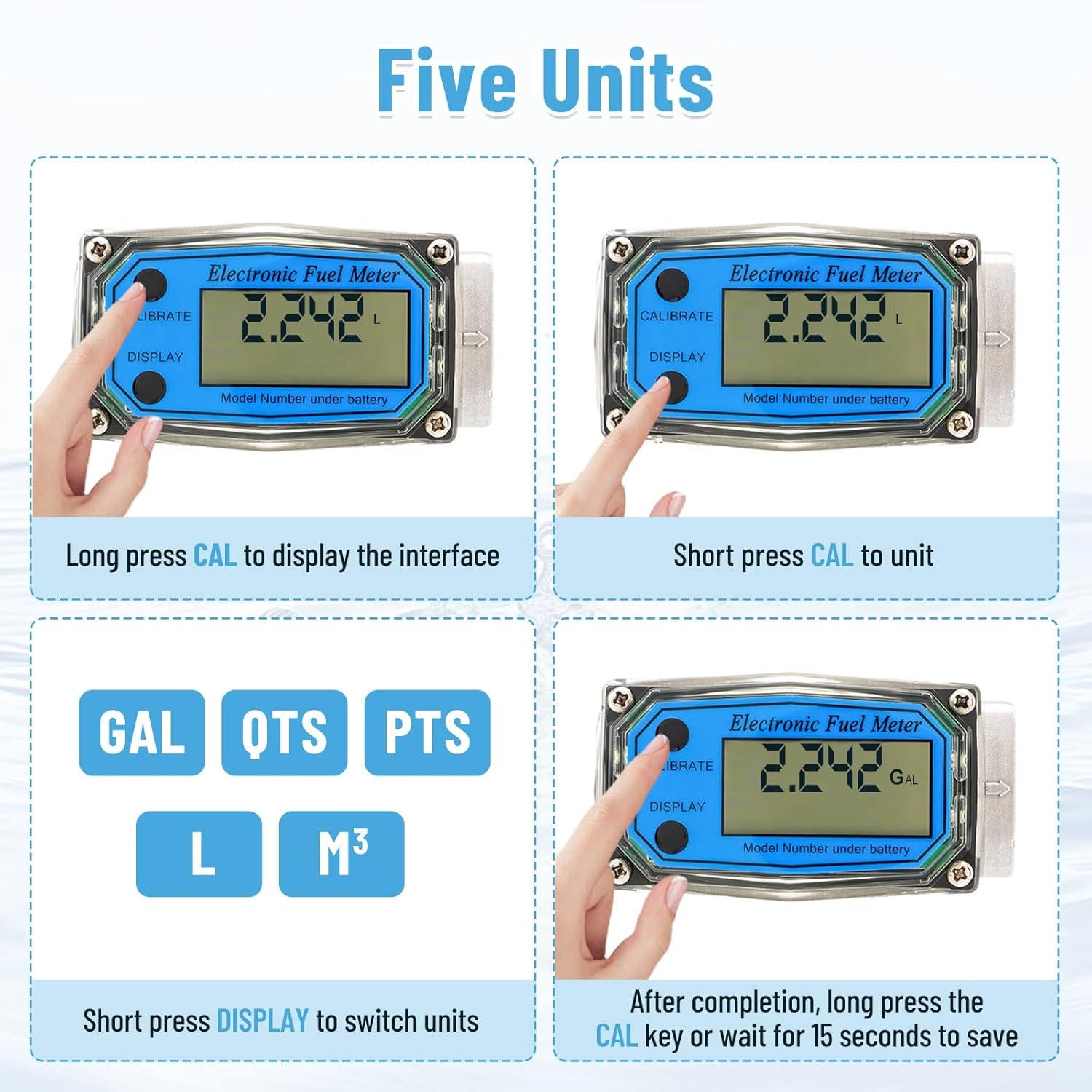 Flow Meter 1" Digital Turbine Fuel Meter Waterproof Inline NPT Thread Flowmeter