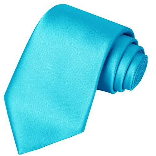 Solid Satin Tie Pure Color Necktie Mens Ties + Gift Box Turquoise Blue