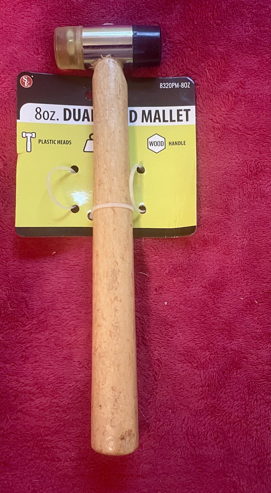 Mallet, 8 oz Dual-Head, New , Wood Handle, Plastic Heads, one (1)