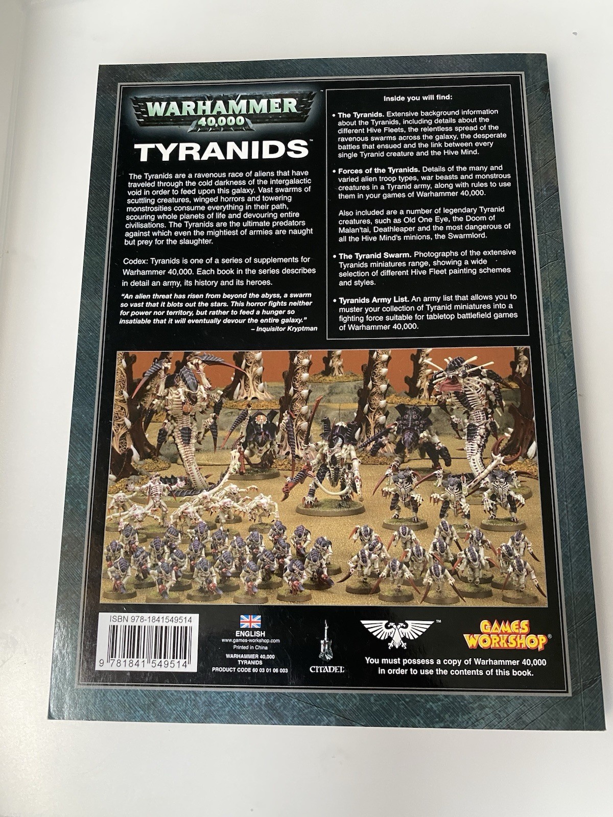 40k 5th Ed Tyranids Codex, OOP Softcover Book, Excellent Condition