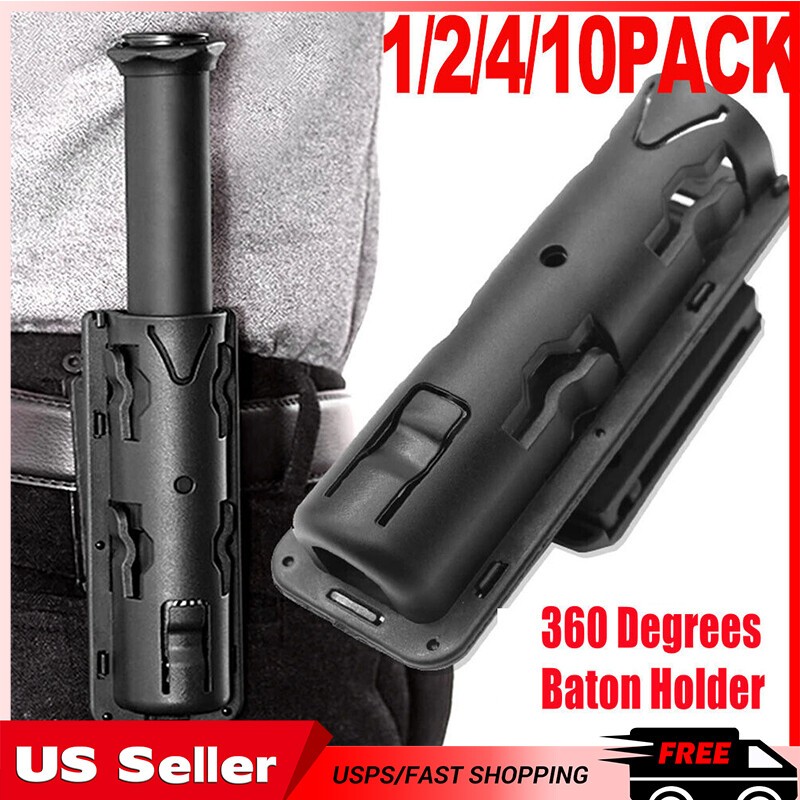 1-10PCS Black Baton Holder Expandable Plastic Swivelling Case Telescopic Holster