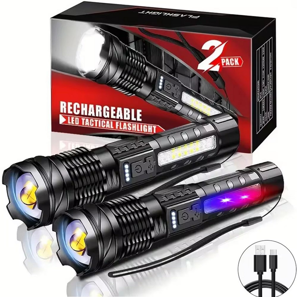 5000000LM LED Flashlight Tactical Light Super Bright Torch USB Rechargeable Lamp