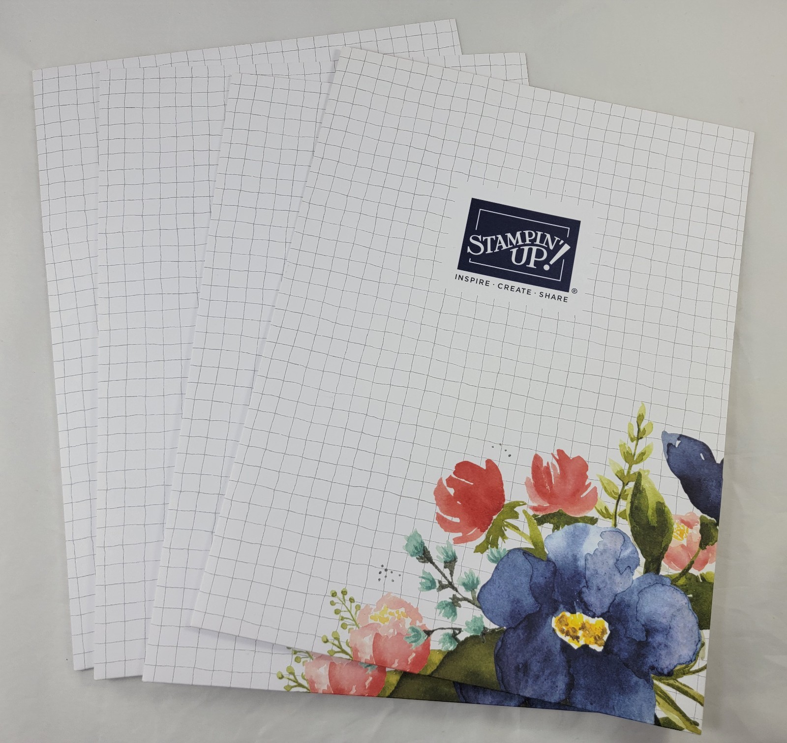 Stampin’ Up! Recruit Folder 4 Pack Floral Grid Design New Open