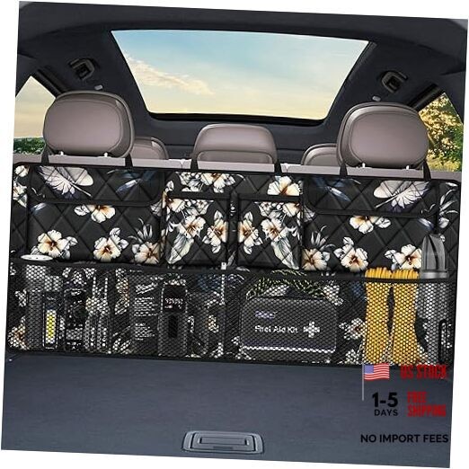 Car Trunk Organizer, Large Capacity Backseat Trunk Organizer 42*18 In Hibiscus