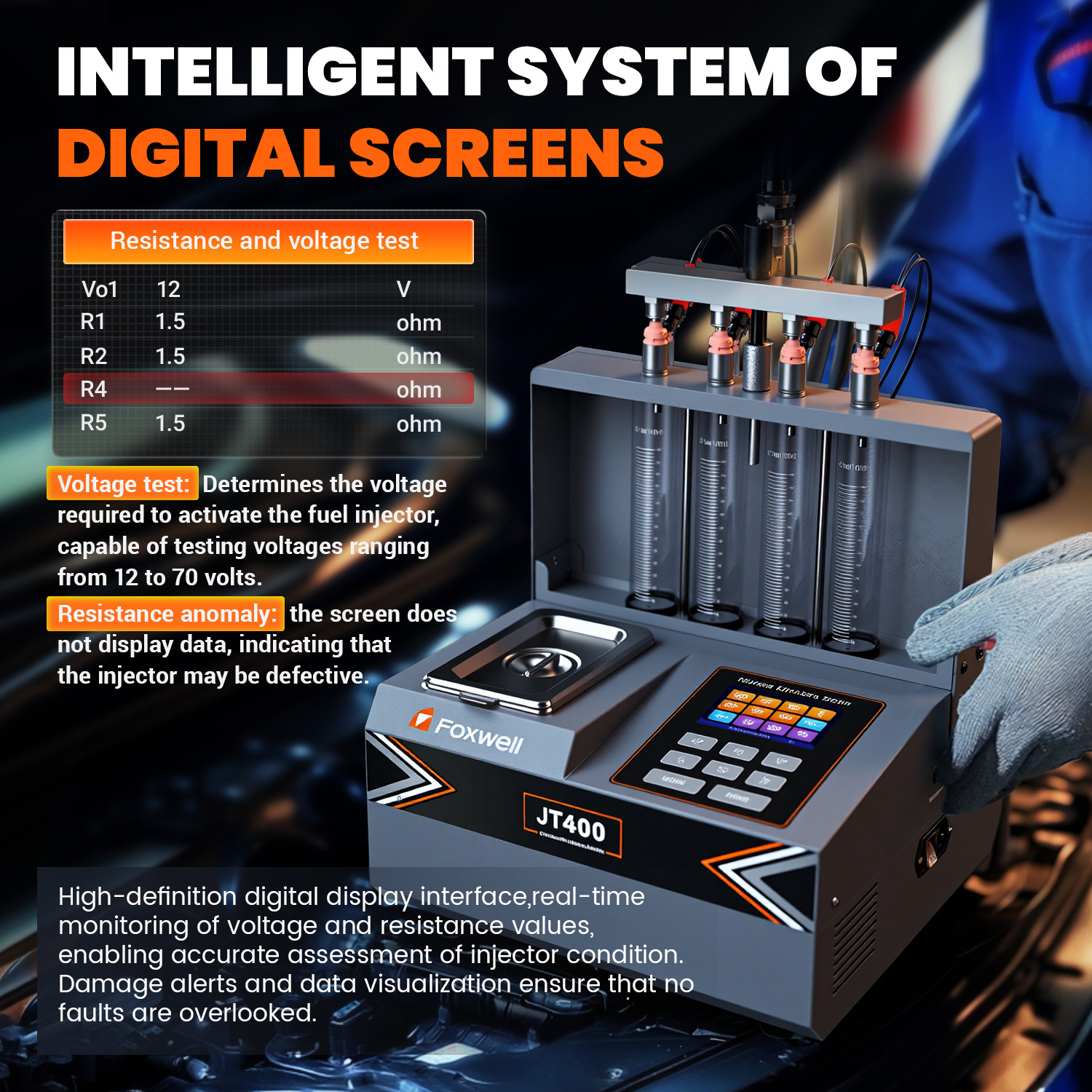 FOXWELL JT400 Universal Fuel Injector Cleaner Ultrasonic Cleaning Machine Tool