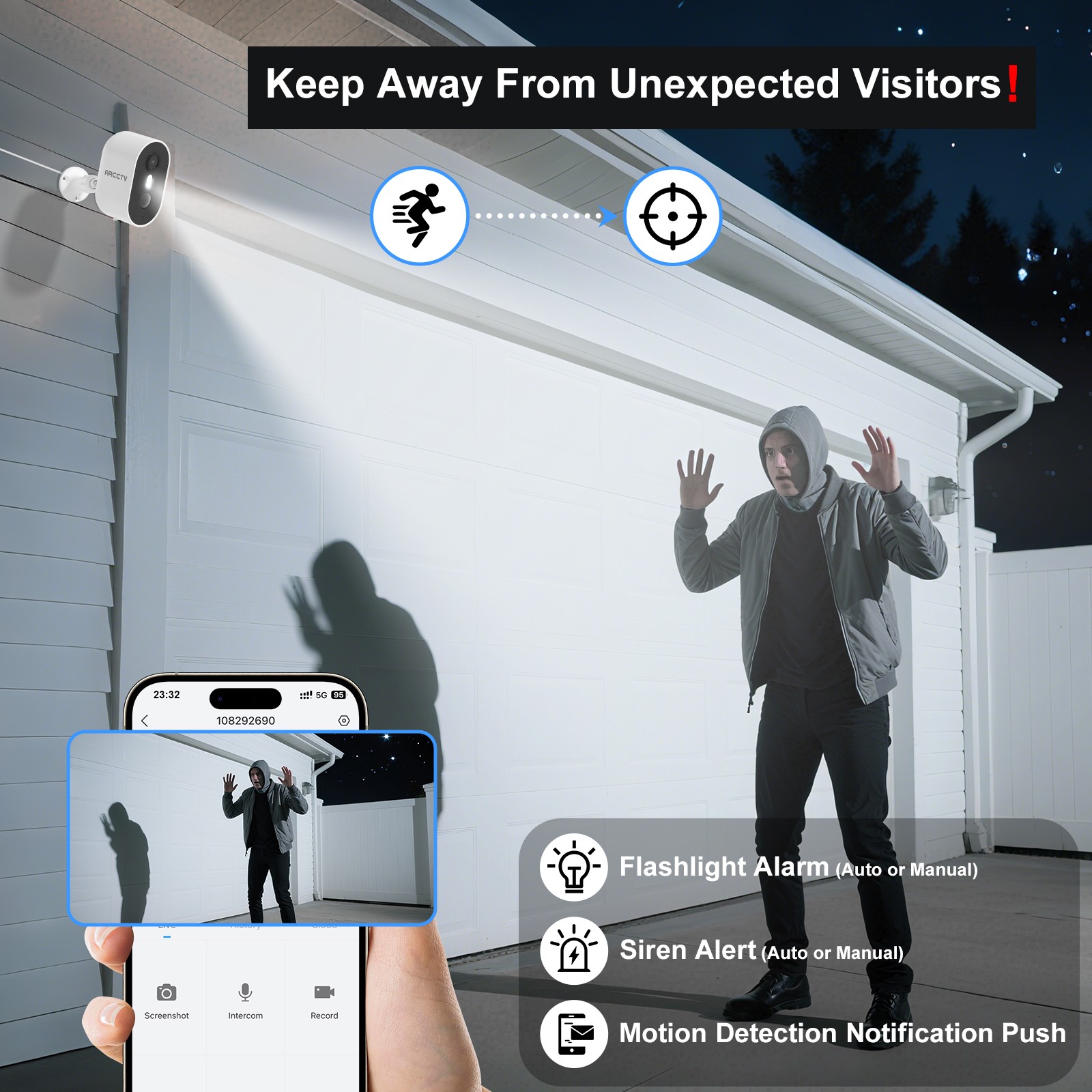 ARCCTV 2Pack 4MP WiFi6 Wireless Outdoor Security Camera Color Night +Solar Panel