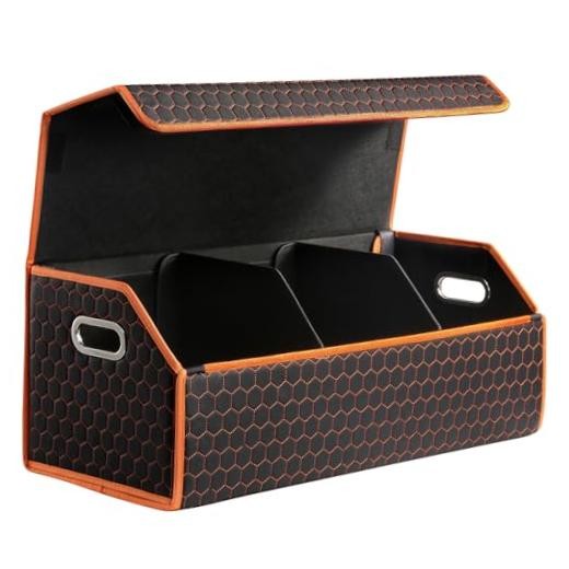 Car Trunk Organizer for SUV and Sedan, 29.5 in | Extra Large Orange-Honeycomb