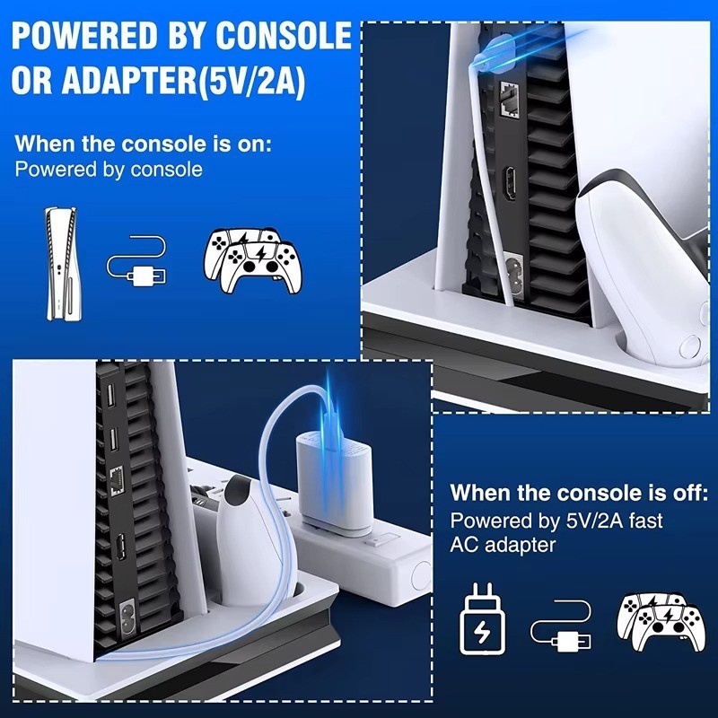PS5 Cooling Stand With Built-In Dual Controller Charger