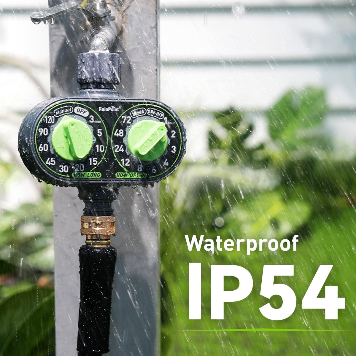 Automatic 2 Dial Programmable Hose Sprinkler Timer, Weatherproof Outdoor Water
