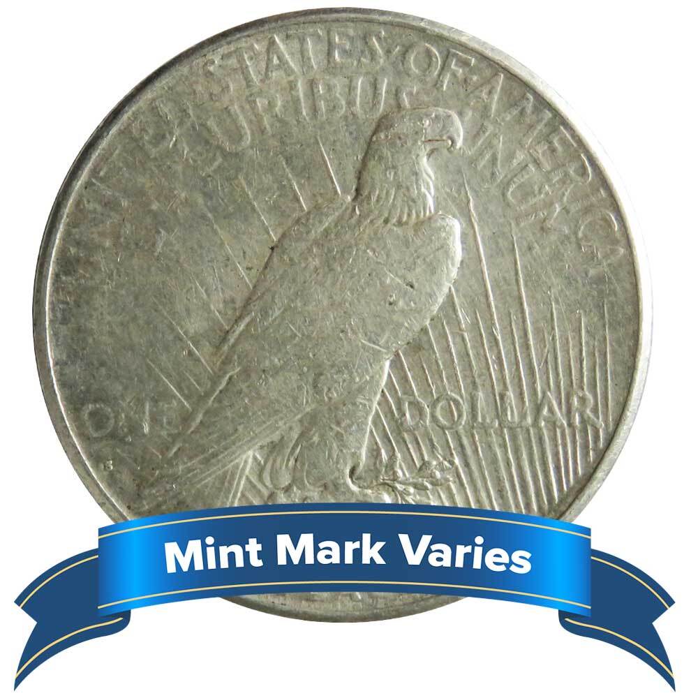 1922 - 1935 $1 Peace Silver Dollar Fine+ F+