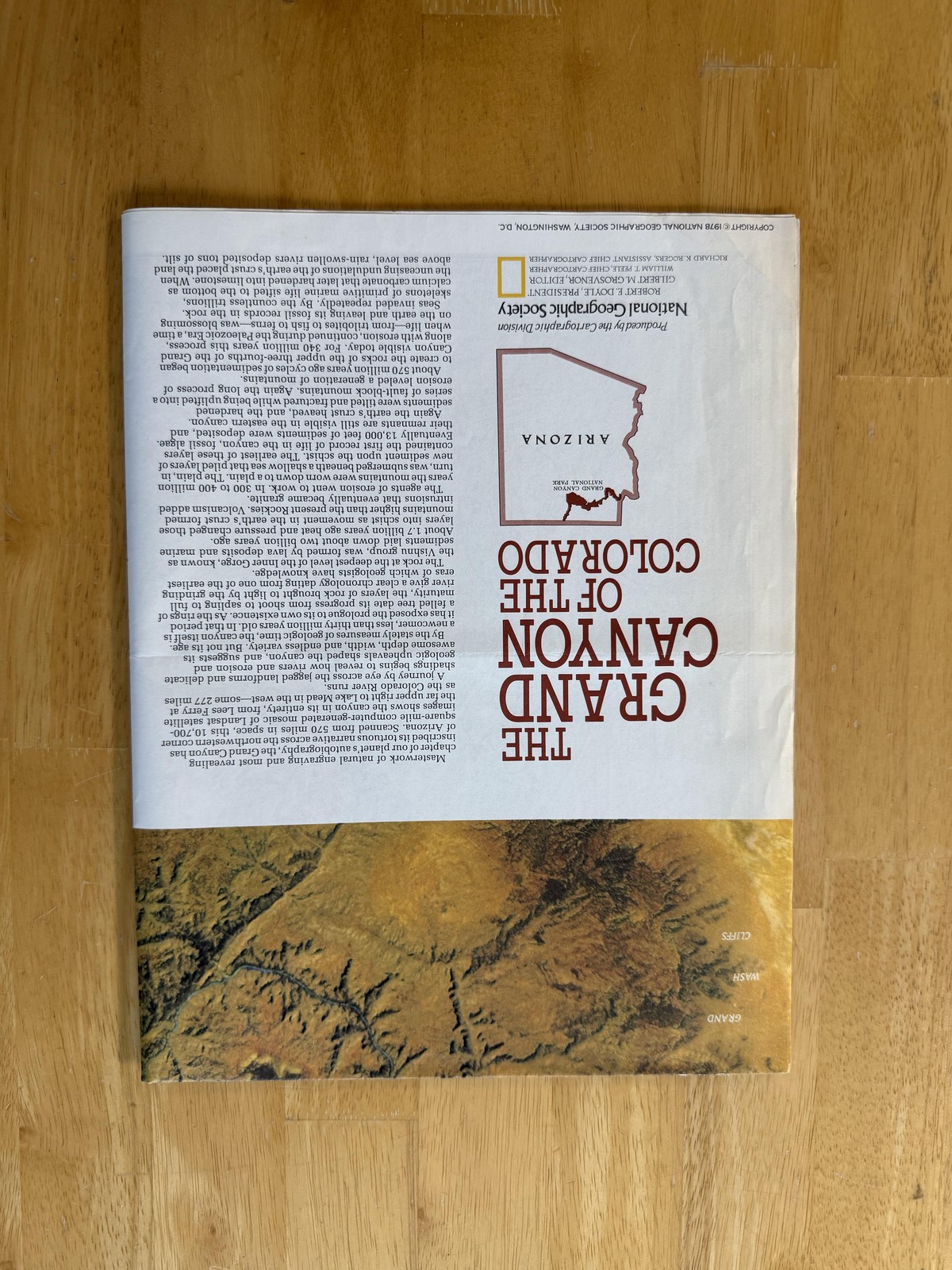 Vintage 1978 National Geographic Grand Canyon Of The Colorado Map Folded Poster