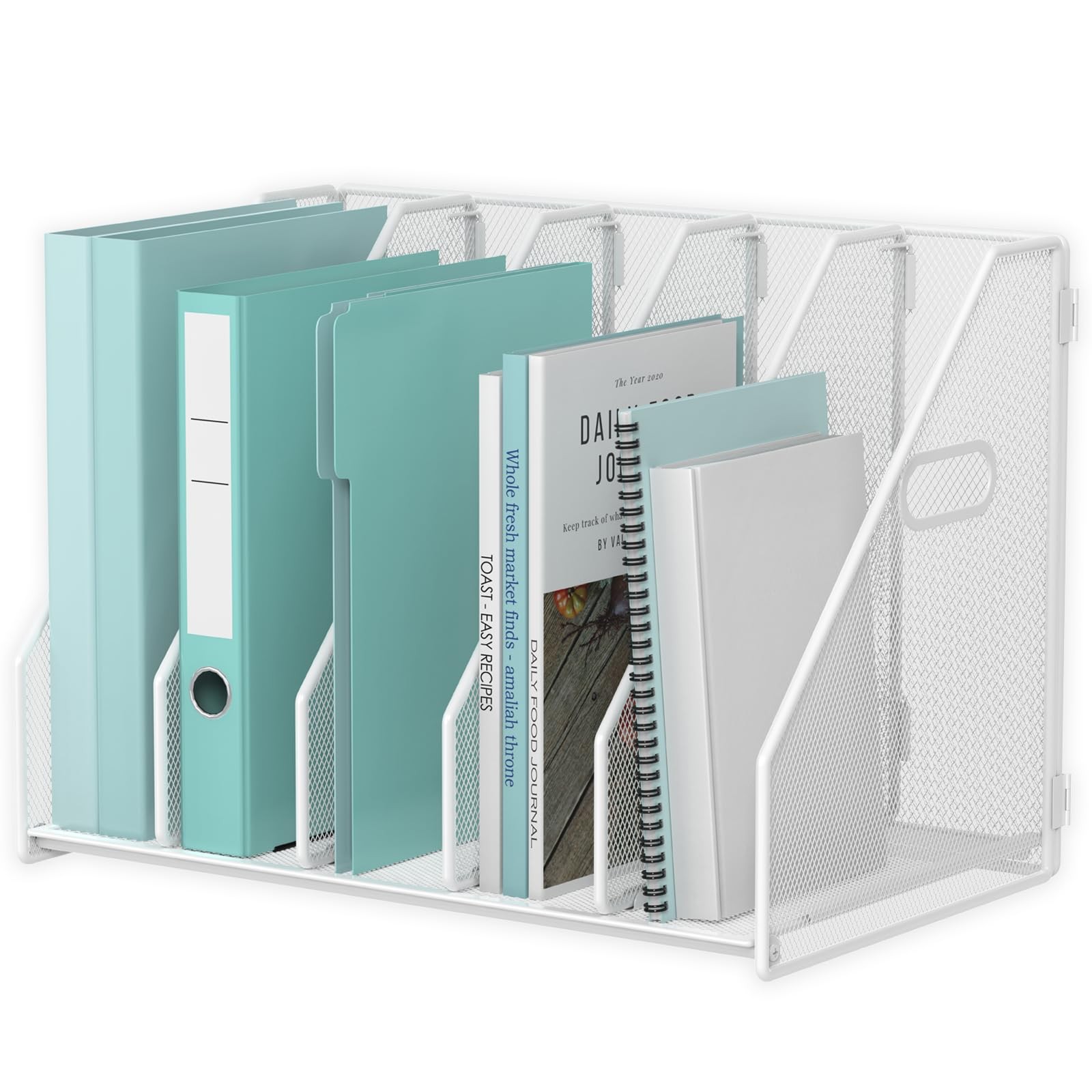 Metal Desk File Organizer Magazine Folder Holder 5 Vertical Rack Office White