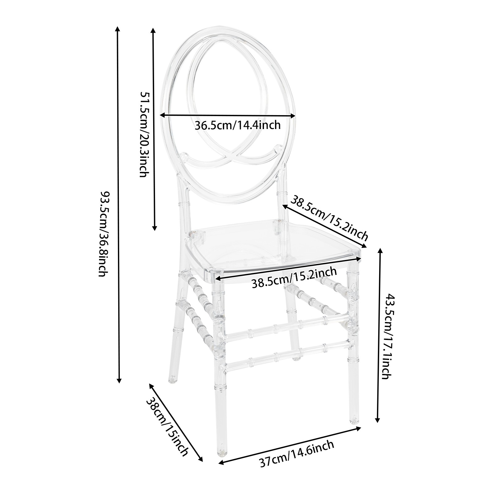 PC Chairs Modern Clear Dining Chairs Elegant Party Event Wedding Chairs