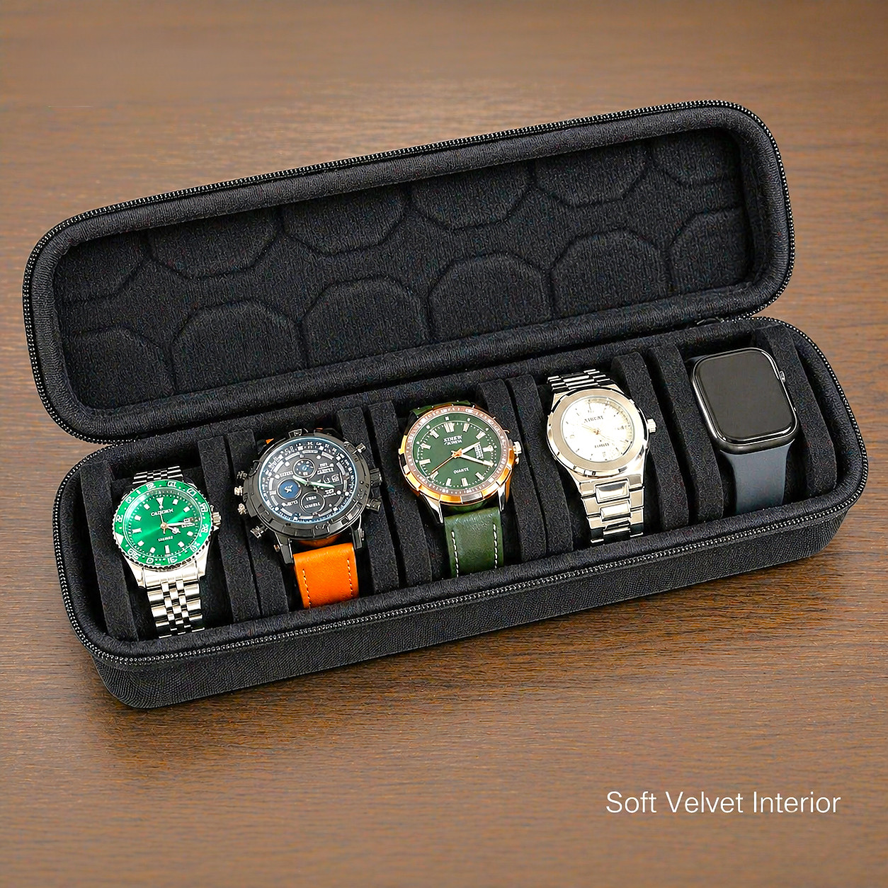 5 Watch Organizer with Zipper Premium Storage Box for Wristwatch Travel