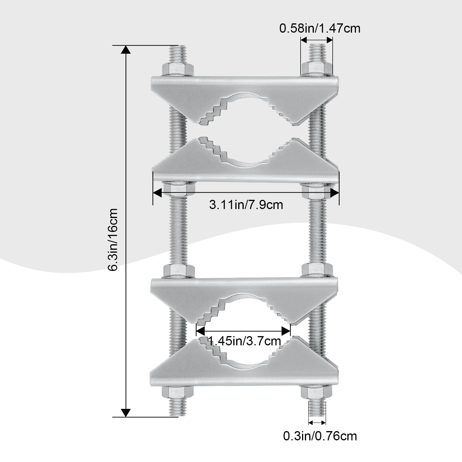 Double Antenna Mast Clamp 2 PCS Heavy Duty Galvanized Iron Pole Mount