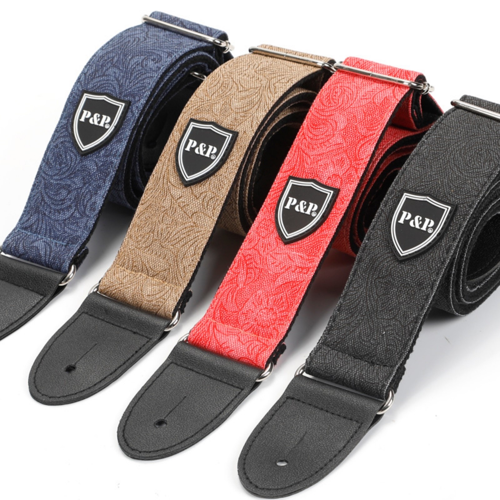 P&P Vintage Guitar Strap Adjustable Cotton Guitar Bass Strap Universal