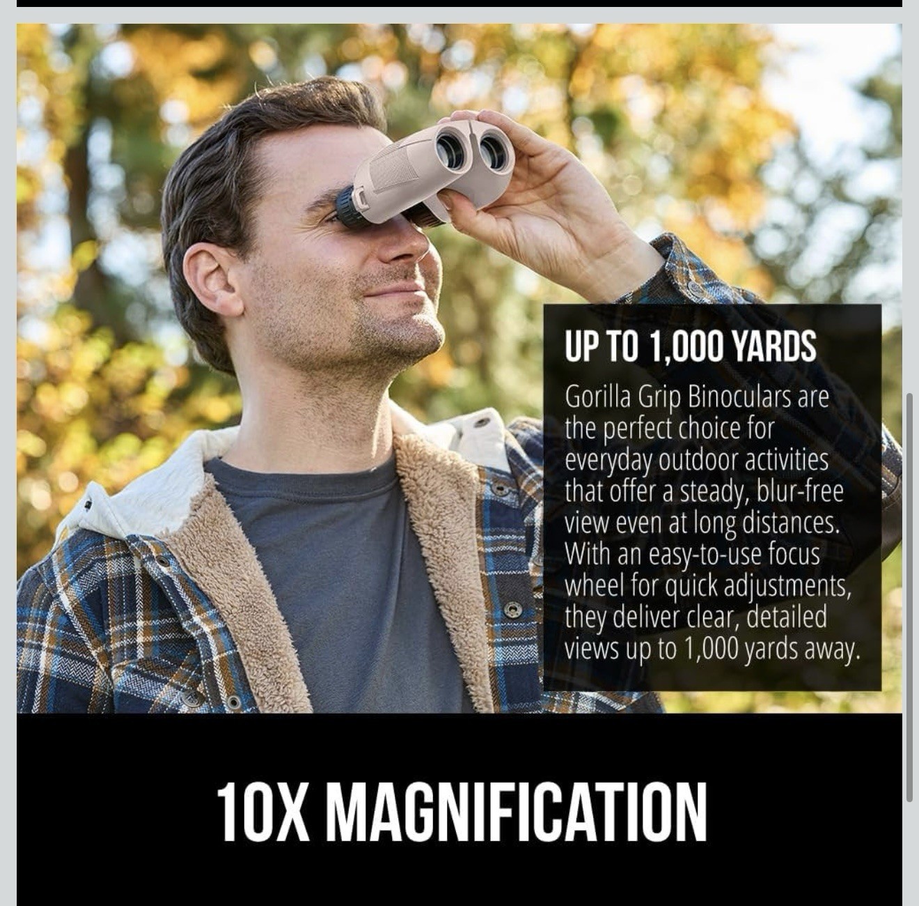 Gorilla Grip 10×25 Compact Binoculars – Shock-Resistant Tan 🦍