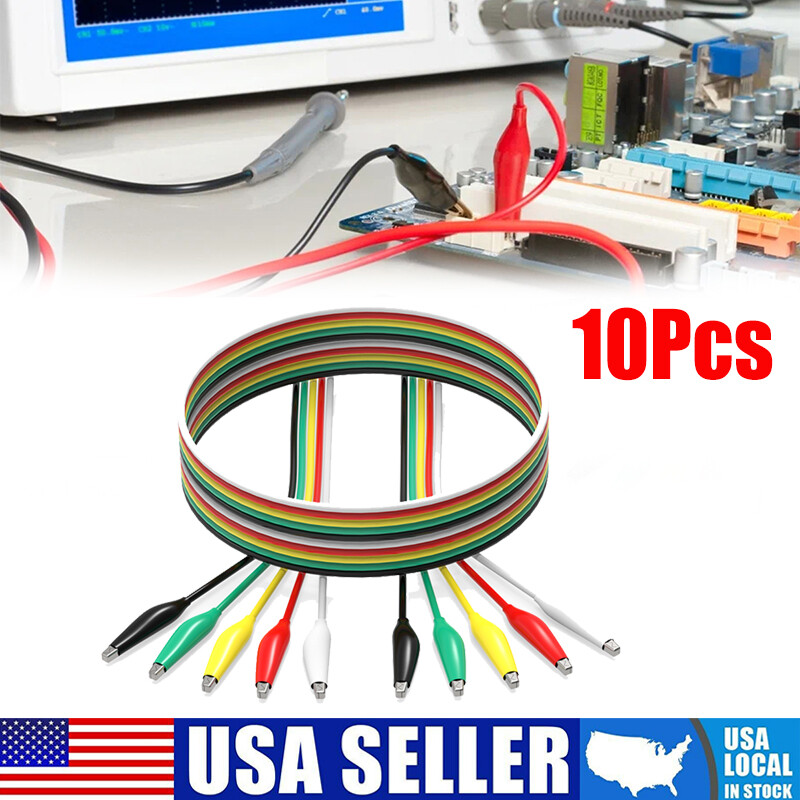 10Pcs Double-ended Wire Crocodile Alligator Clips Test Leads Jumper Cable
