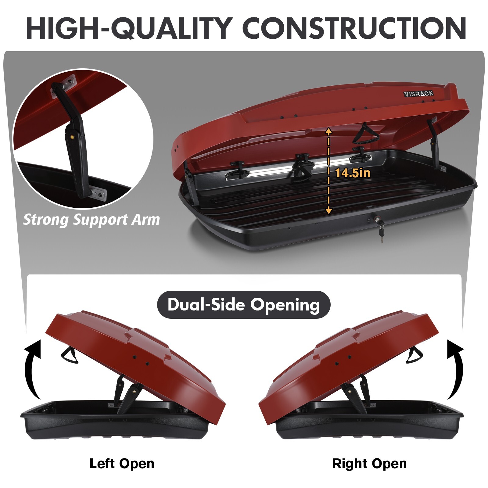 15 Cubic Feet Car Top Cargo Carrier Vehicle Roof Mount Luggage Storage Box