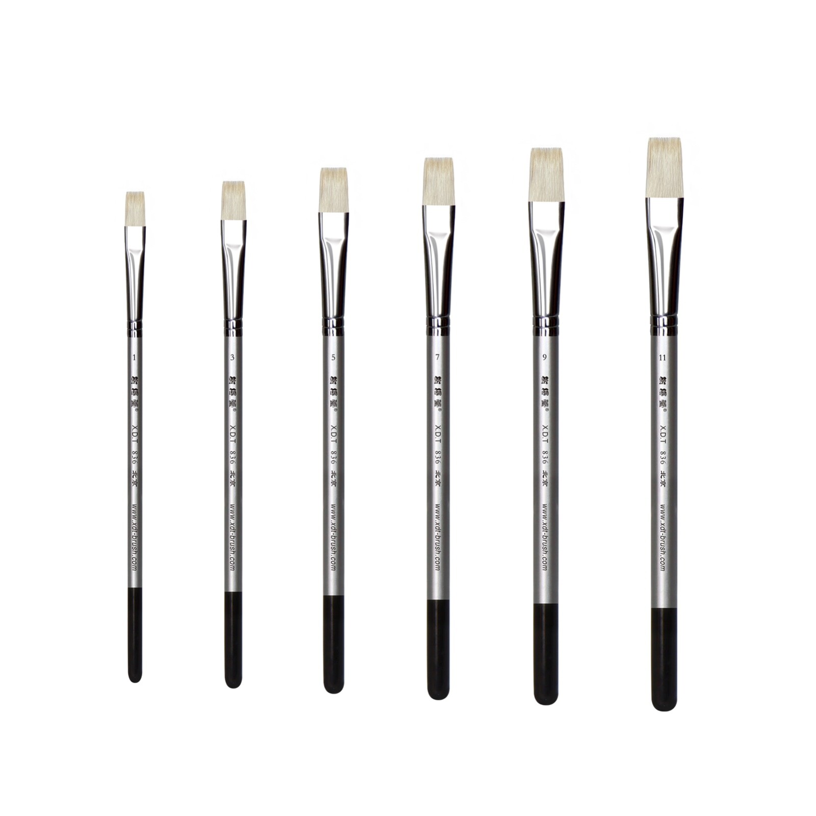 XDT#836 Bright Art Brush 6Pc #1#3#5#7#9#11 Soft White Goat Oil Watercolor