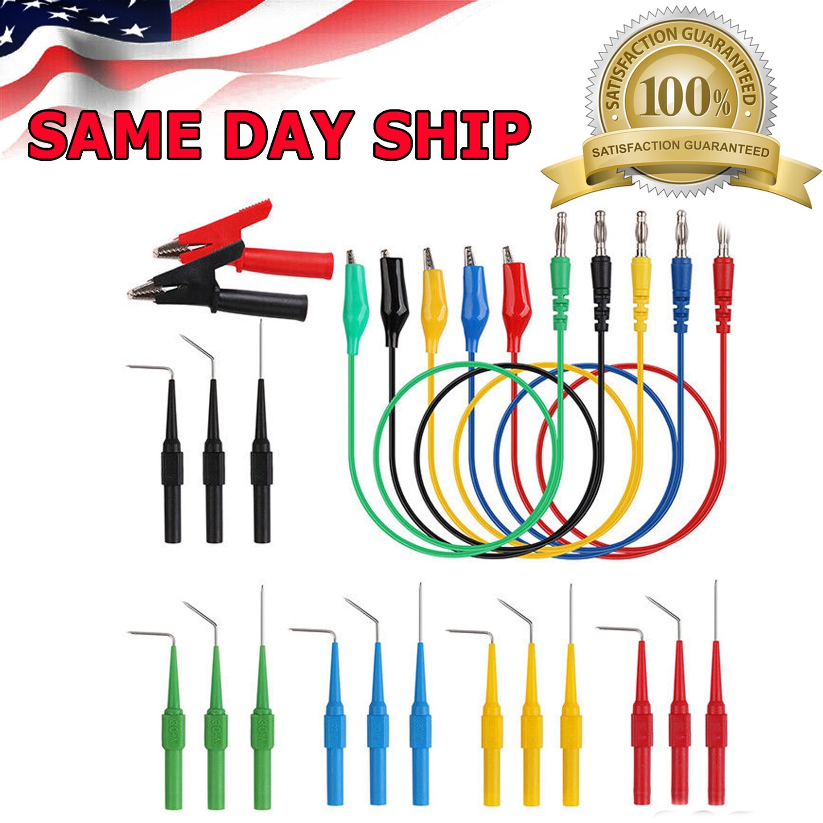 22Pcs Automotive Back Probe Kit Multimeter Test Leads Alligator Clips Wire Tool