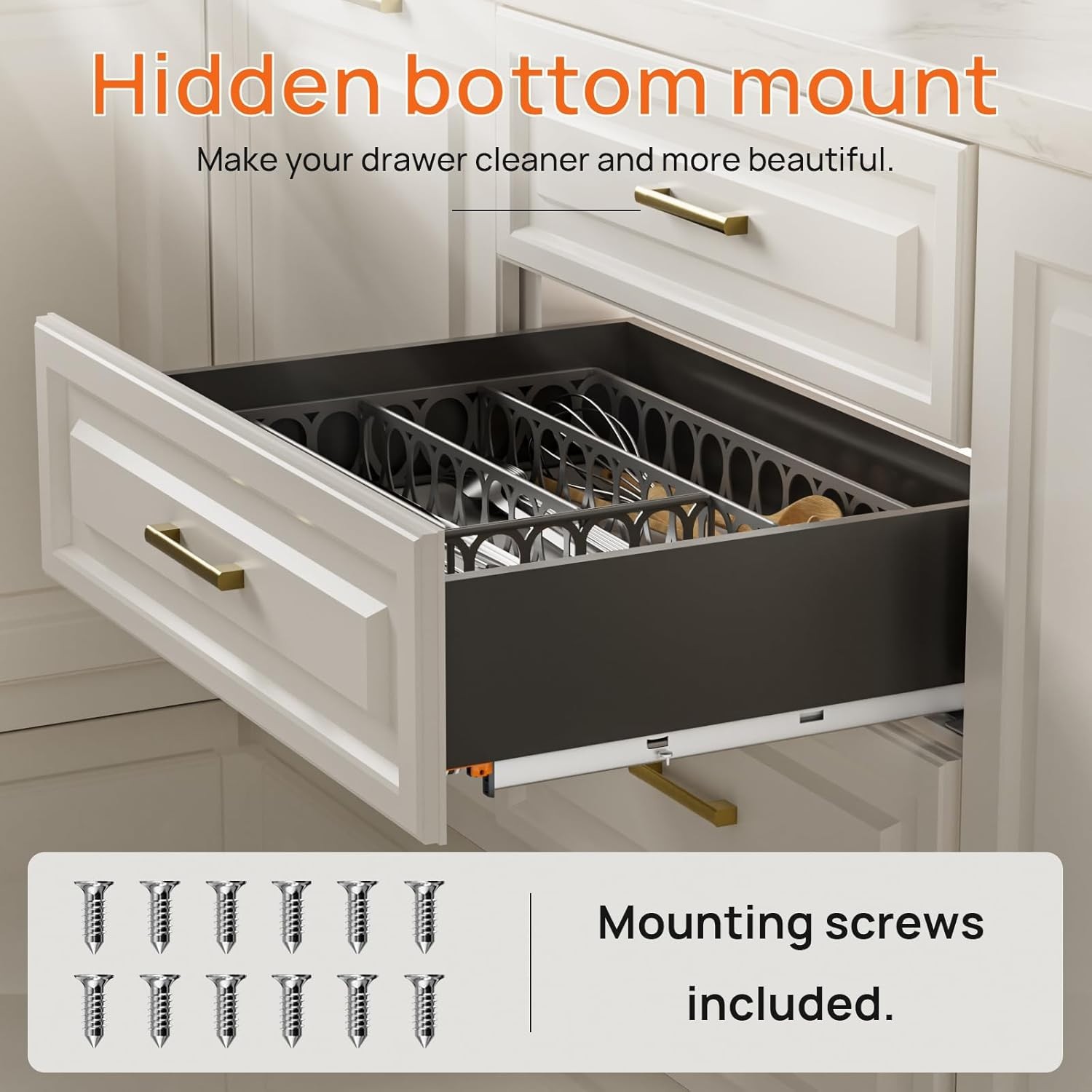 12 Inch Soft Close Undermount Drawer Slides, Concealed Drawer Rails with Rear...