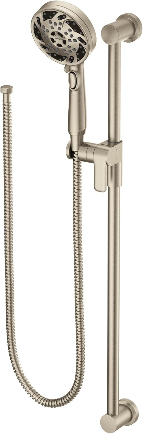 Moen 3670EPBN Massaging Handshower, Toggle Pause 30" Slide Bar in Brushed Nickel