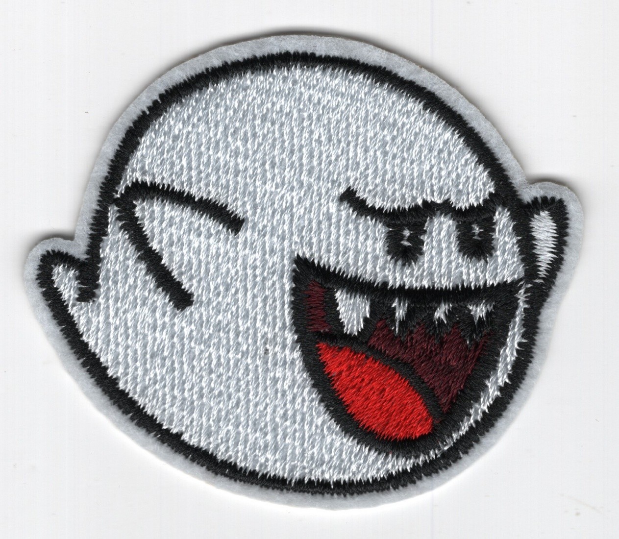 Super Mario Bros Video Game Red Tongue Boo Ghost Enemy Embroidered Patch