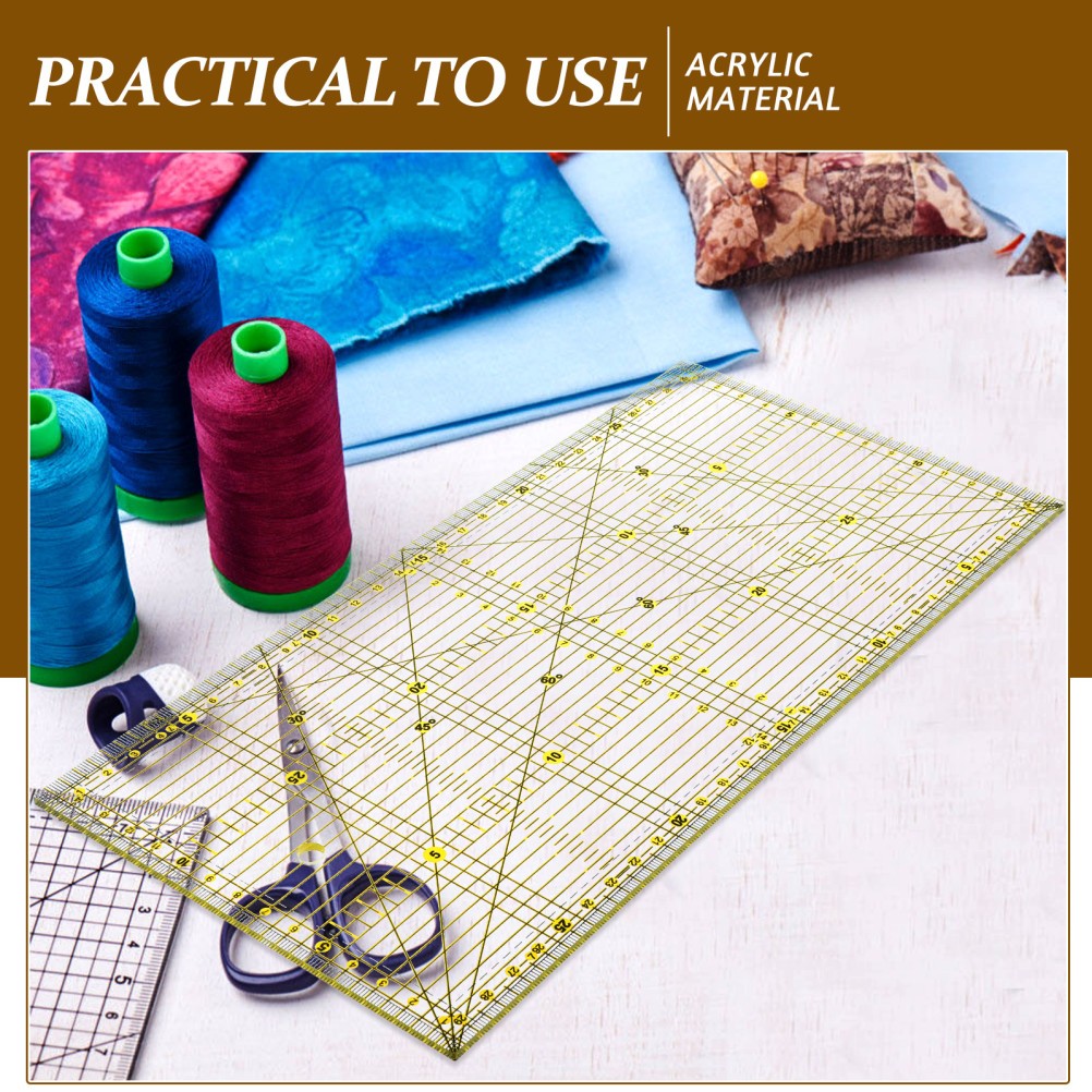 Multi Colored Patchwork Ruler with Contrasting Lines for Easy Fabric Visibility