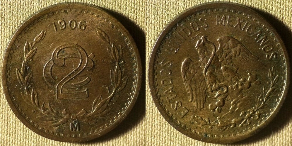 Mexico : 1906 2 Ct BR.UNC Beautiful # 419 IR3851