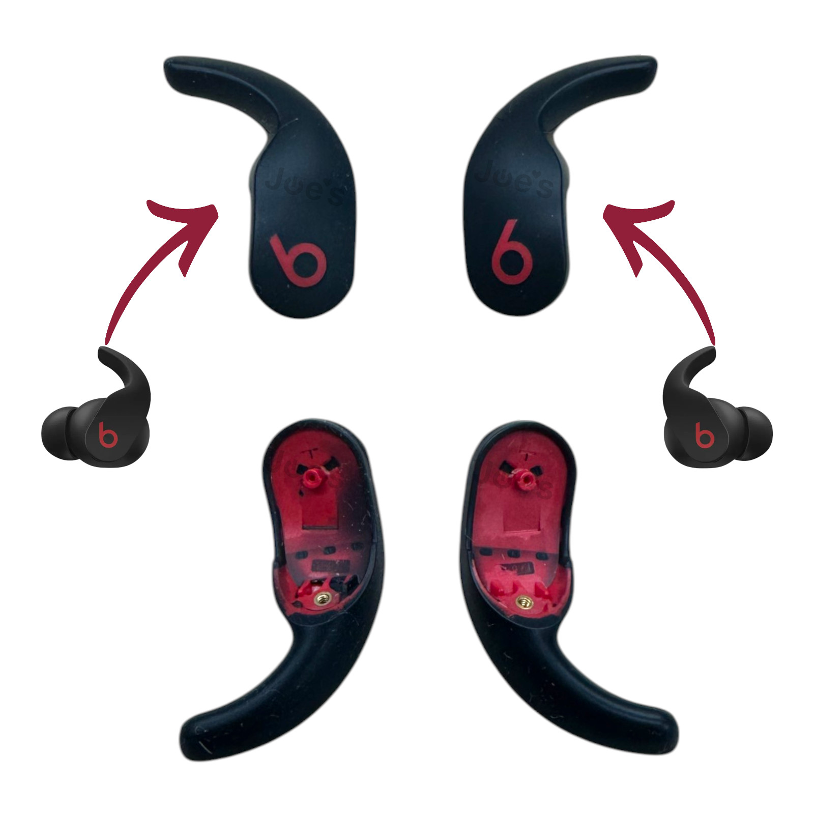 Authentic Replacement Parts Ear Hook for Beats Fit Pro True Wireless (Black Red)