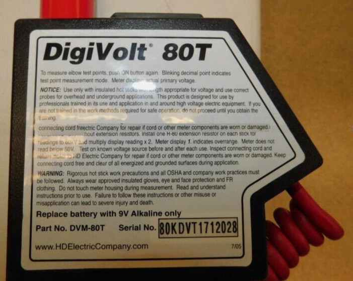 HD Electric DVM Model: DVM-80T In Excellent Condition