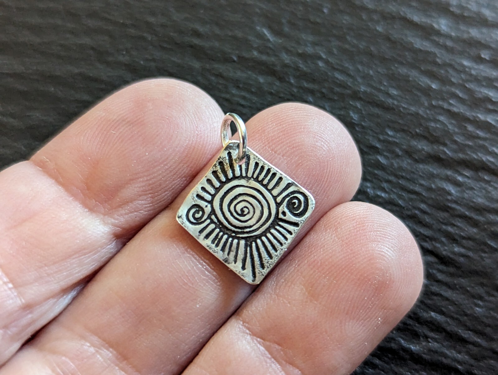 Tiny freeform sterling silver charm - handmade