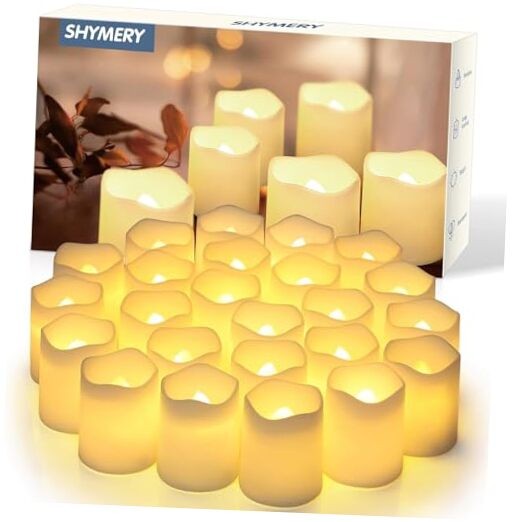 SHYMERY Flameless Votive Candles,Flameless Flickering Pack of 24 Warm White