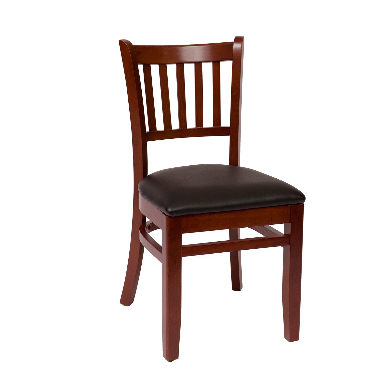 Oak Street Mfg Verticalback Mahogany Wood Chair w/Black Vinyl Seat