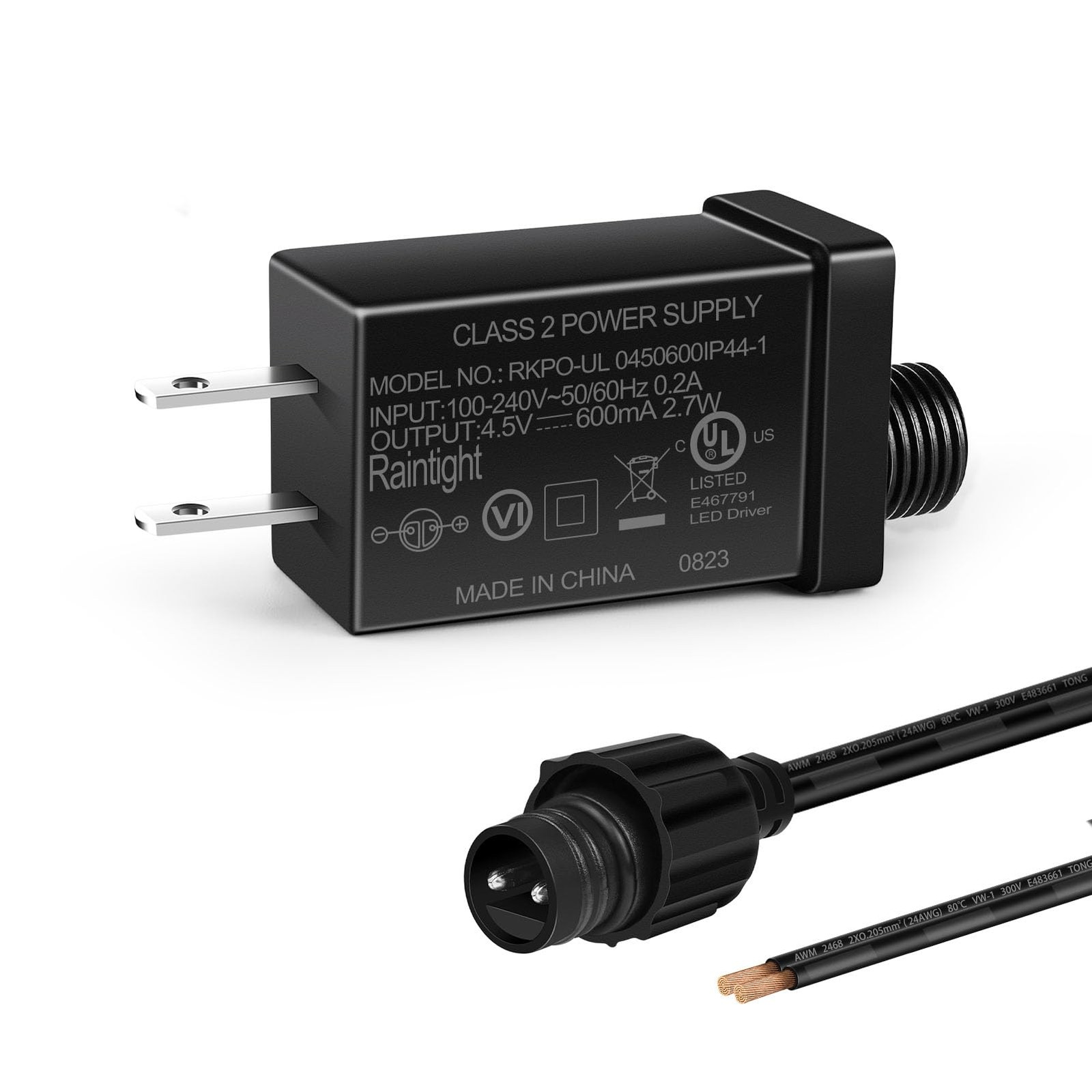 4.5V 2.7W 0.6A Class 2 Power Supply AC to DC Low Voltage Transformer IP44 Inf...