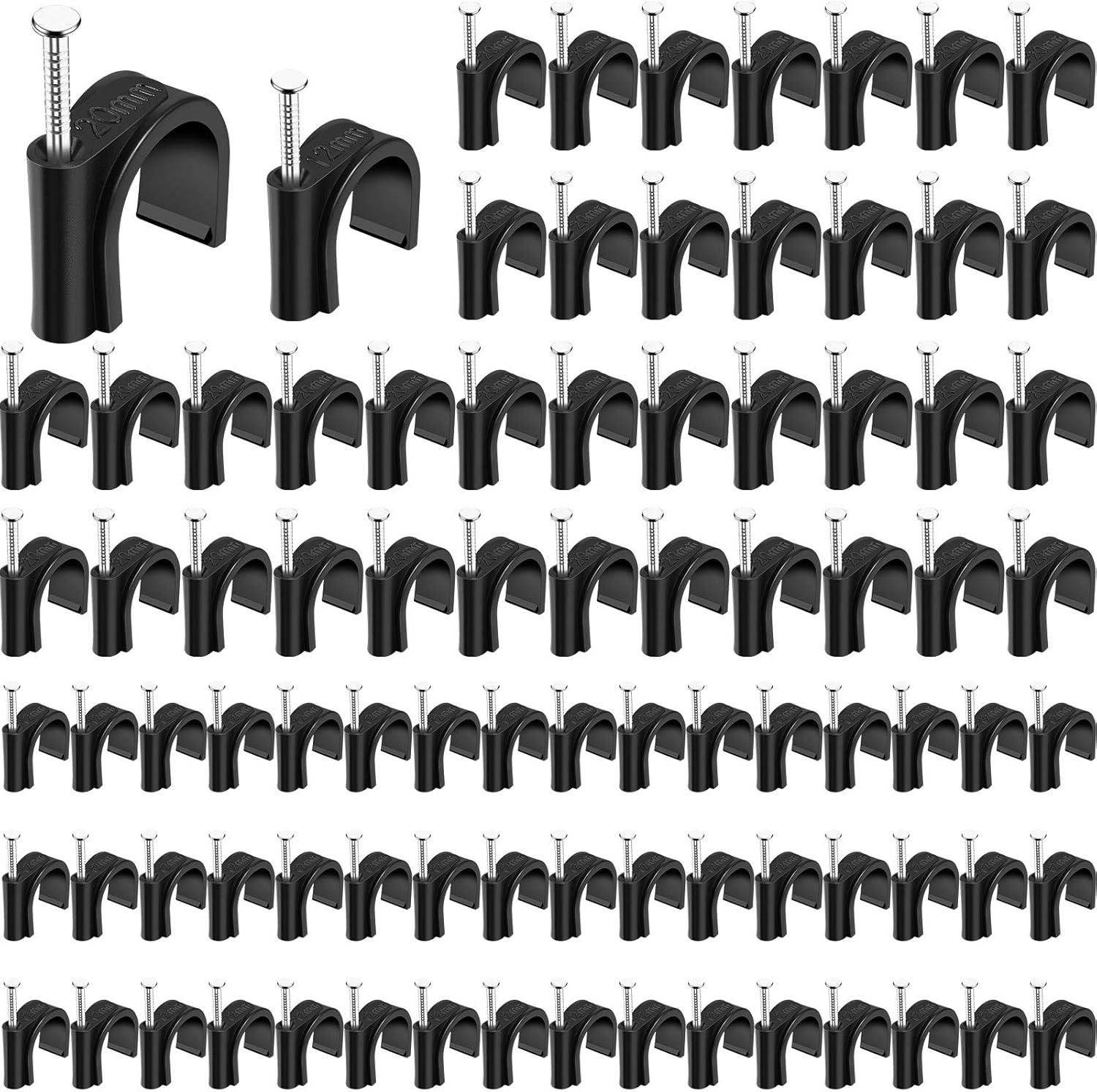 100 Pieces Half Clamps J-Hook with Nail Black for Pex Tubing Pipe Support 1/2