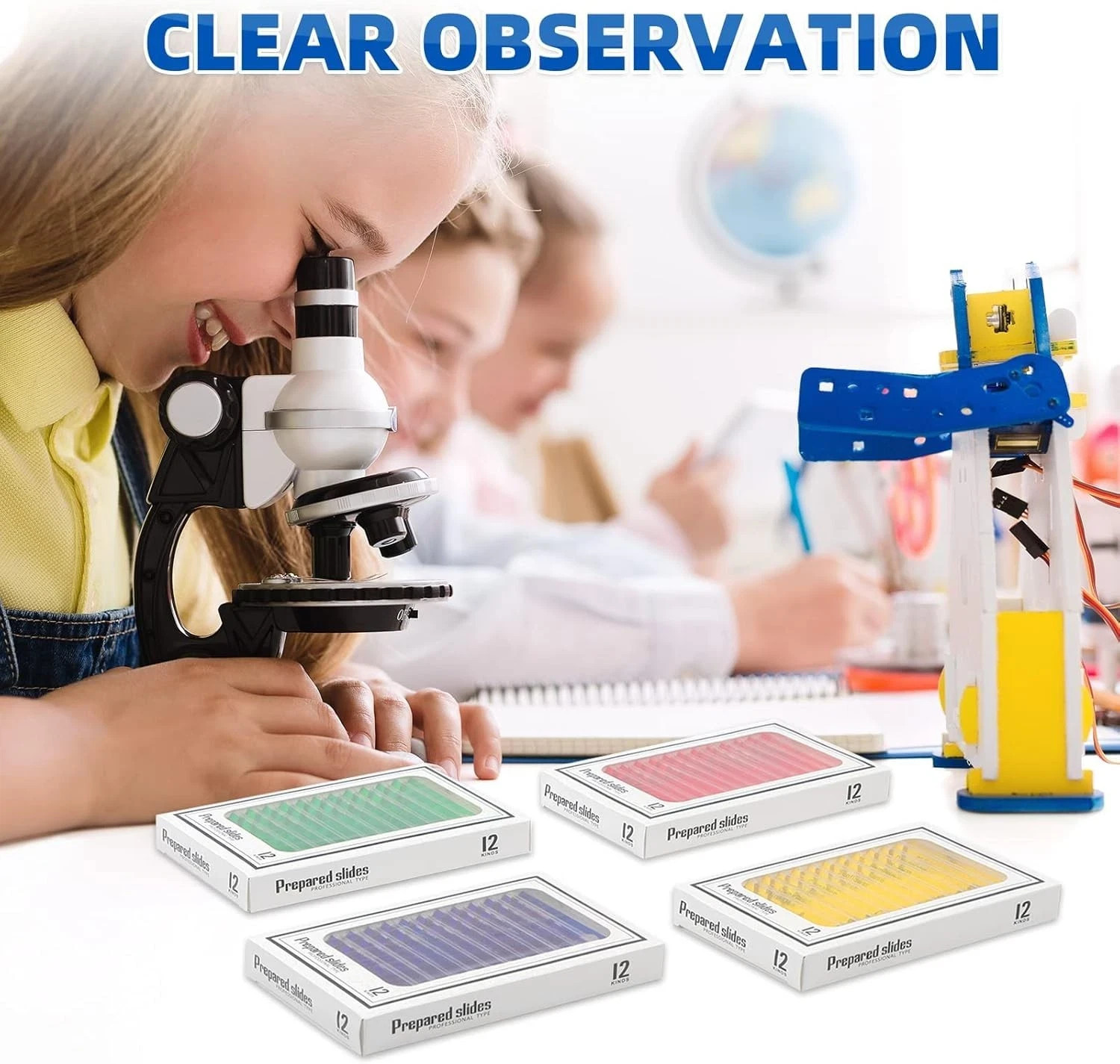 48 Pcs Prepared Microscope Slides Specimen Animals Insects Plants Flowers Sample