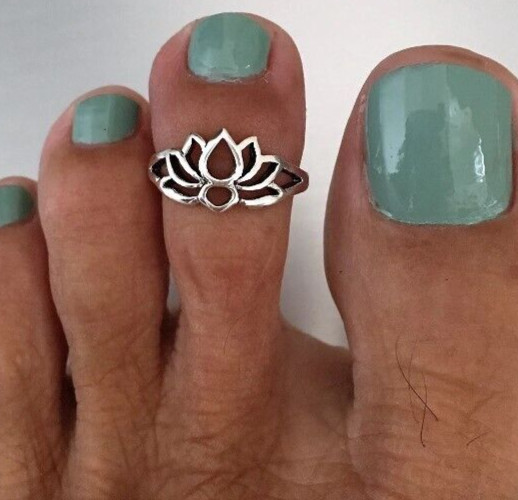 Daily Use Women's Fancy Adjustable Lotus Flower Solid Metal Toe Ring 925 Silver