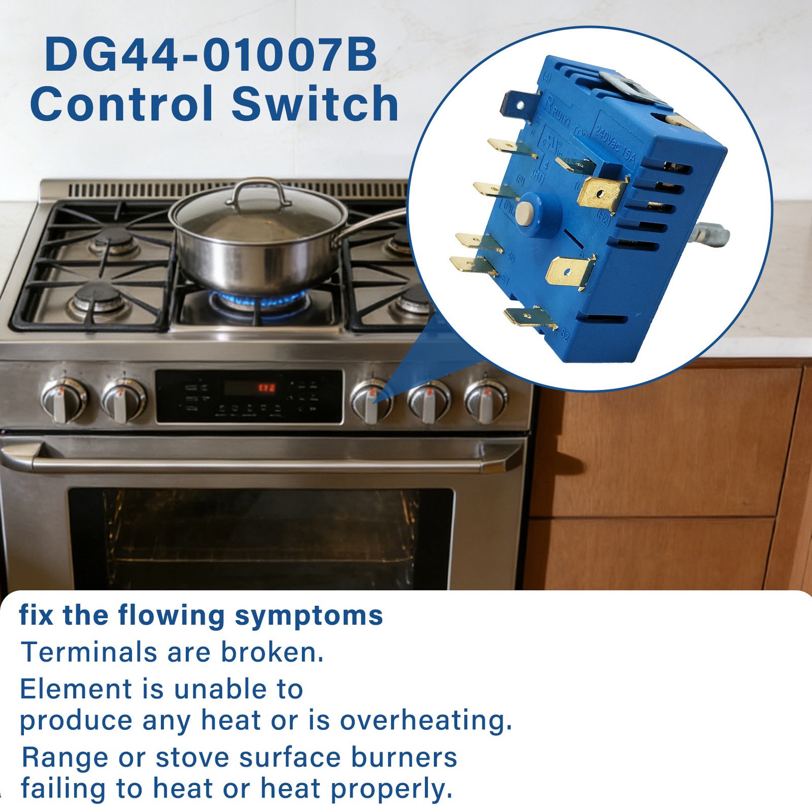 DG44-01007B DG44-01007A for Samsung Triple Element Burner Infinite Switch STOCK