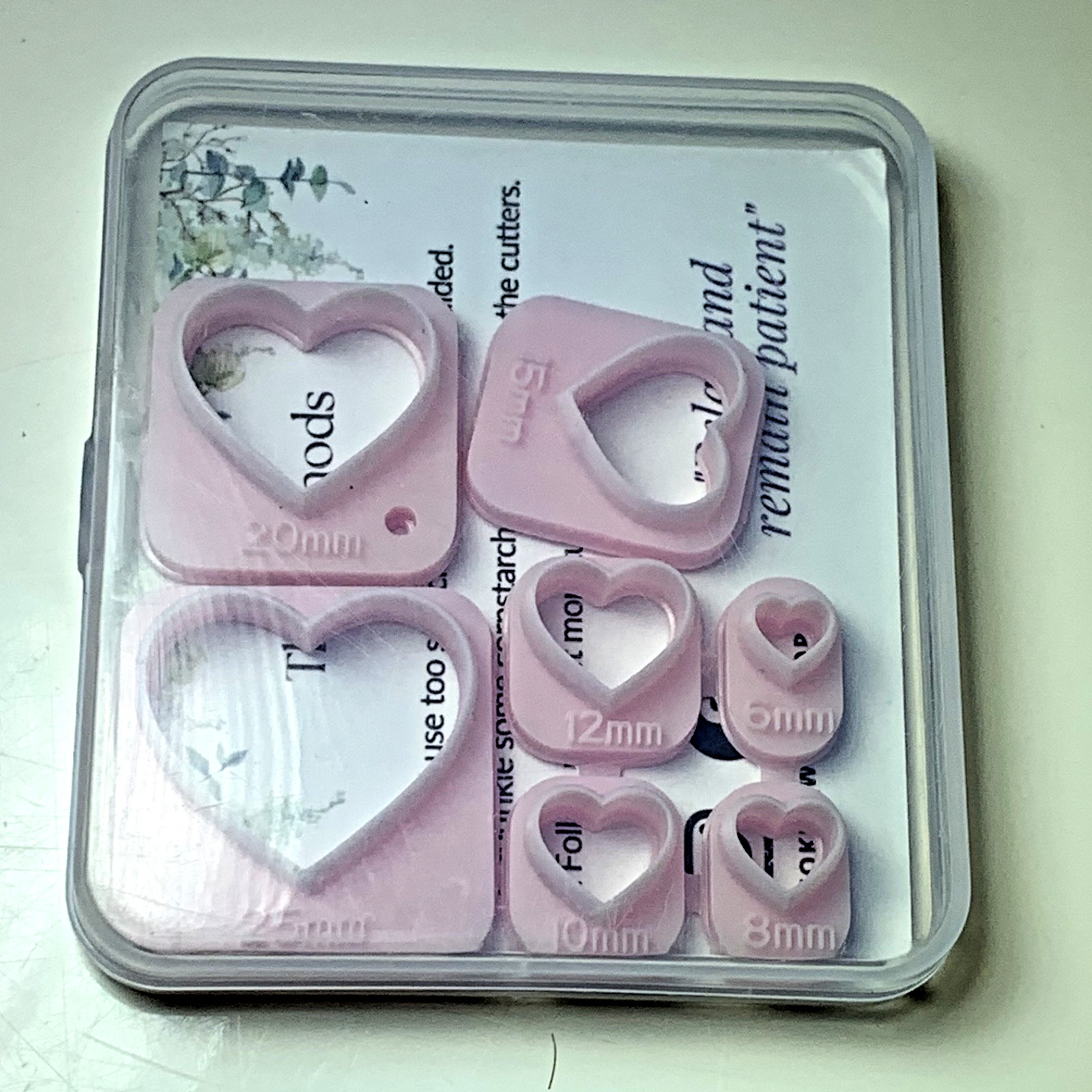 Polymer Heart Clay Cutters- Set of 7 ( 6mm,8,10,12,15,20,25mm ) New.