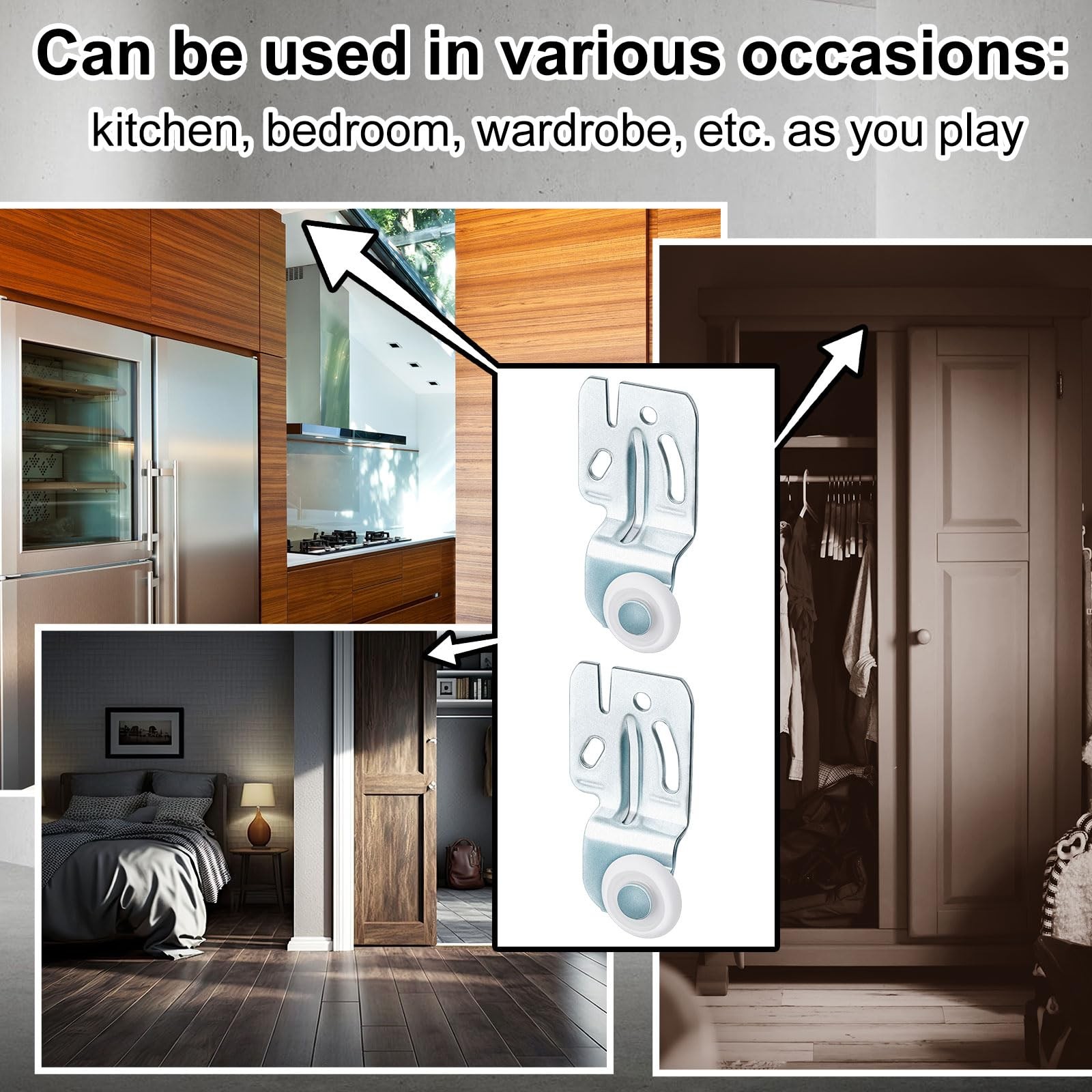 Blulu 4 Pcs Sliding Closet Door Roller Kit Silver