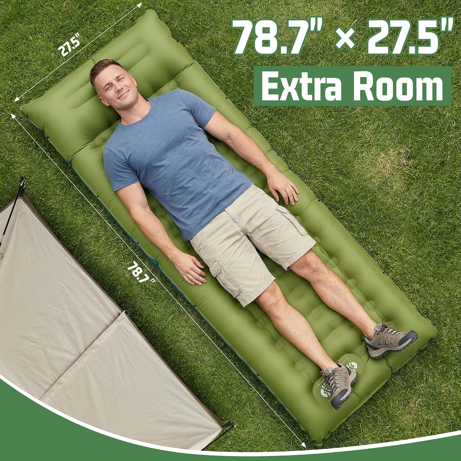 Sleeping Pad for Camping, 6.3 Inch Thick Air Mattress for Backpacking, Hiking, O