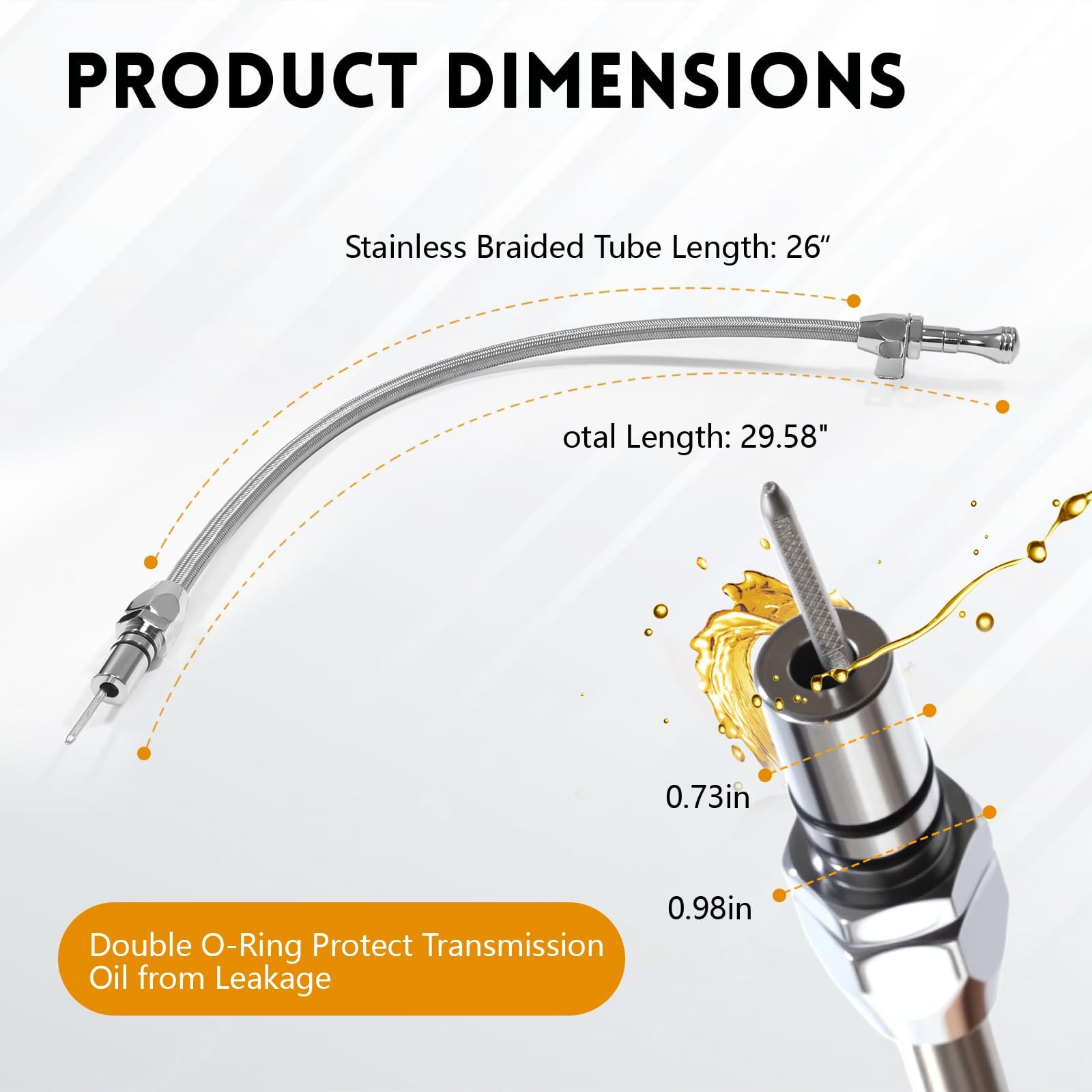 HAHAHA TH700R4 4L60E 4L80E Firewall Mounted Trans FLEXABLE Dipstick Silver