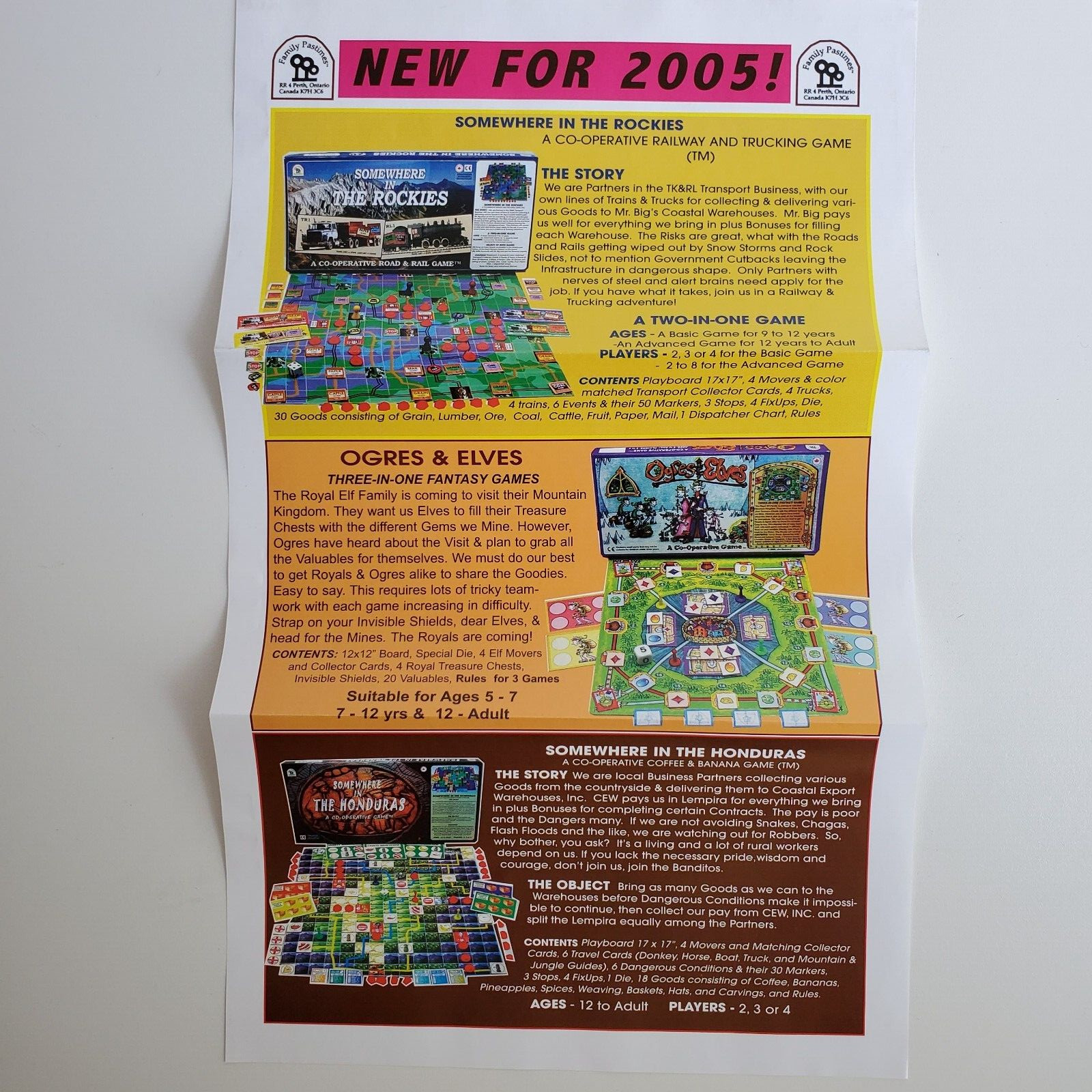 PRINT ADVERTISEMENT Family Pastimes Cooperative Games New for 2005 Brochure