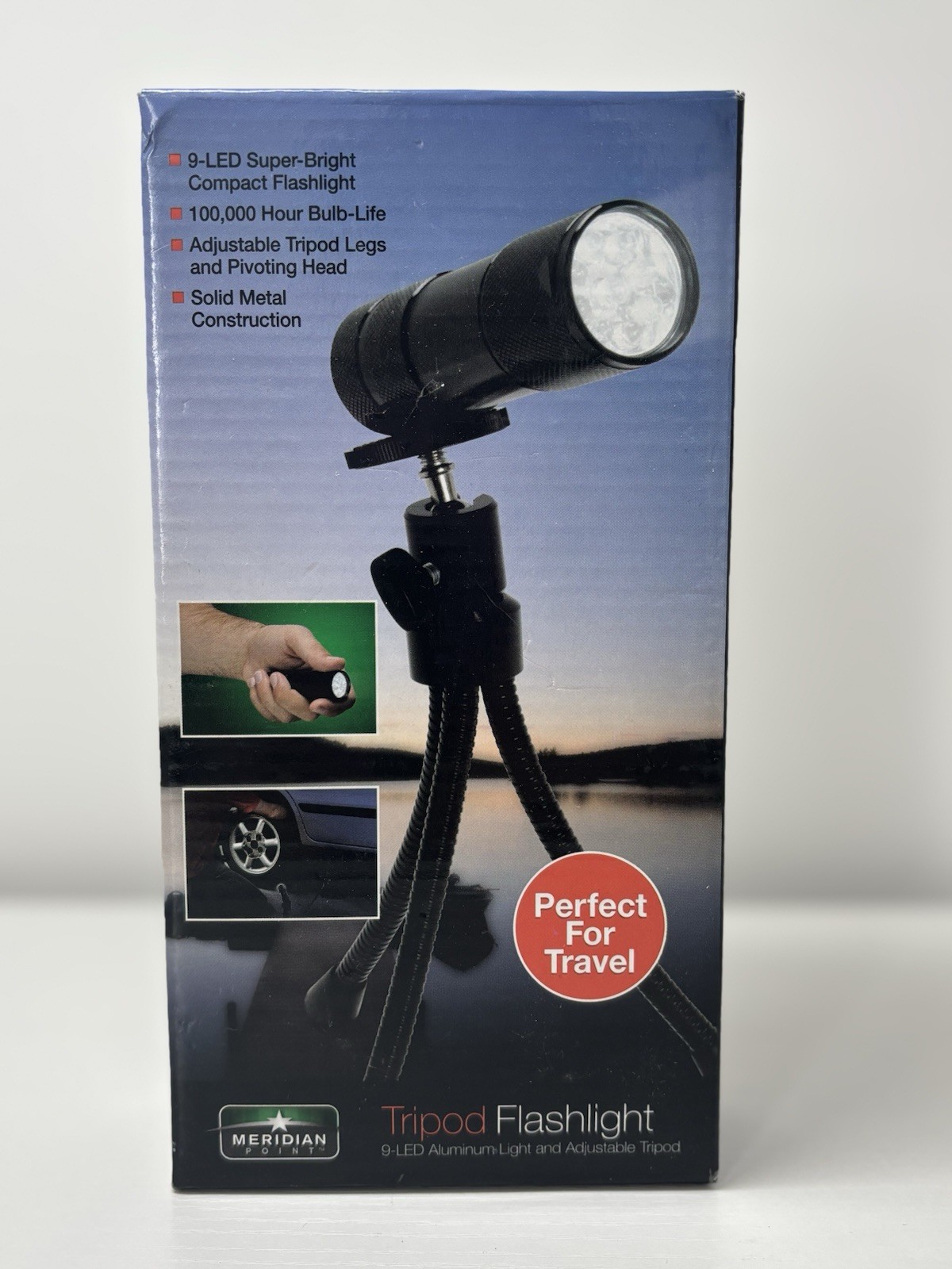 Meridian Point Tripod Flashlight 9-LED Aluminum Adjustable Tripod New