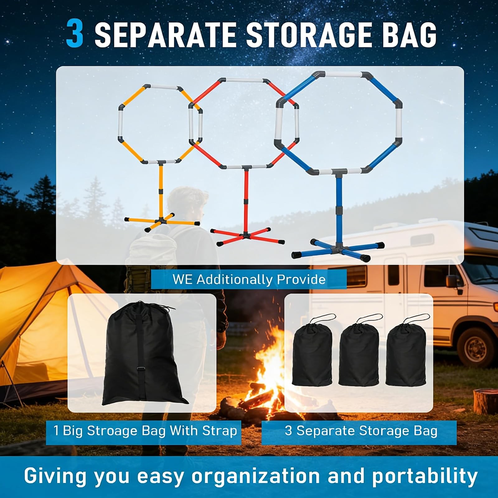 Drone Obstacle Course Kit with Landing Pad, 3-Different Hoop Sizes BLUE
