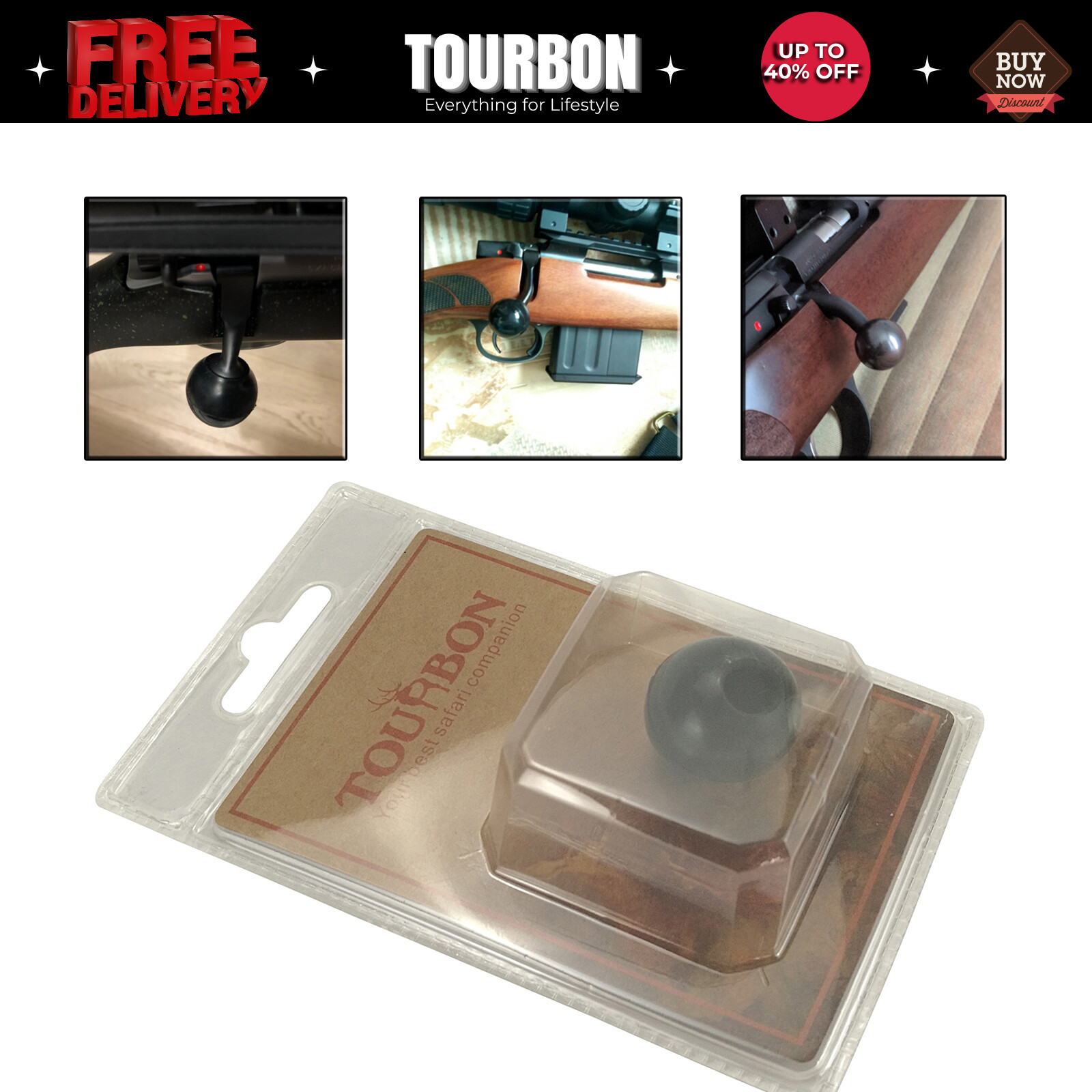 Tourbon Rifle Bolt Knob Rubber Balls Handle Grip Shooting Non-Slip Fit Howa 1500