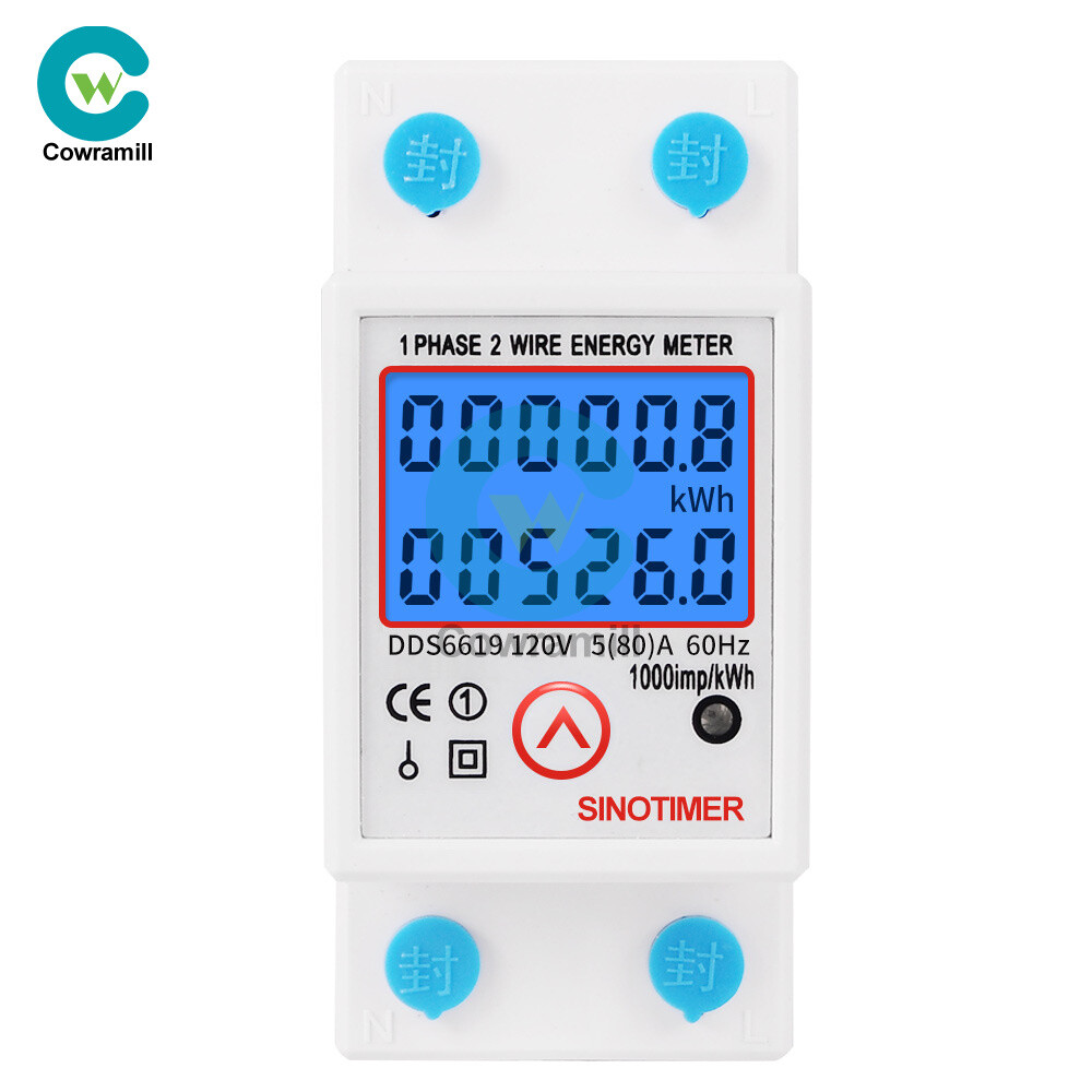 DDS6619 120V Reset LCD Digital Single Phase Energy Watt KWh Meter DIN Rail Mount