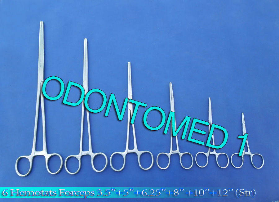 HEMOSTATS / LOCKING FORCEPS 6 Piece Set - Straight Stainless Steel